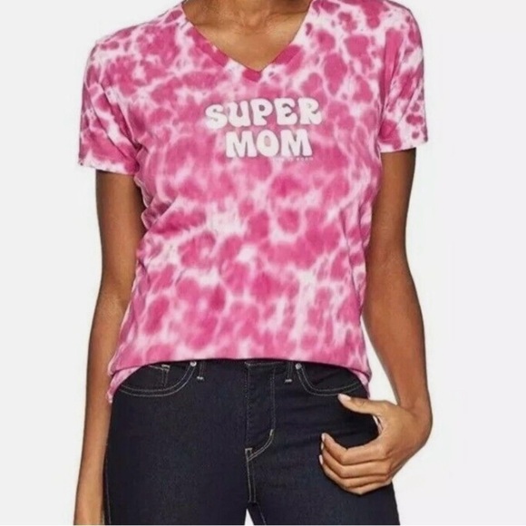 Life is Good "Super Mom" Crusher Tee V Neck graphic tie die T shirt Medium - Picture 1 of 7
